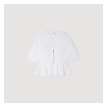 산드로 지퍼형 바스크 셔츠 blanc SFPCM01583