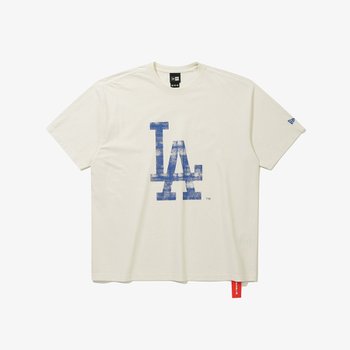MLB 스타필드 하남 LA 다저스 빅 로고 피그먼트 티셔츠 크림 / 15147557