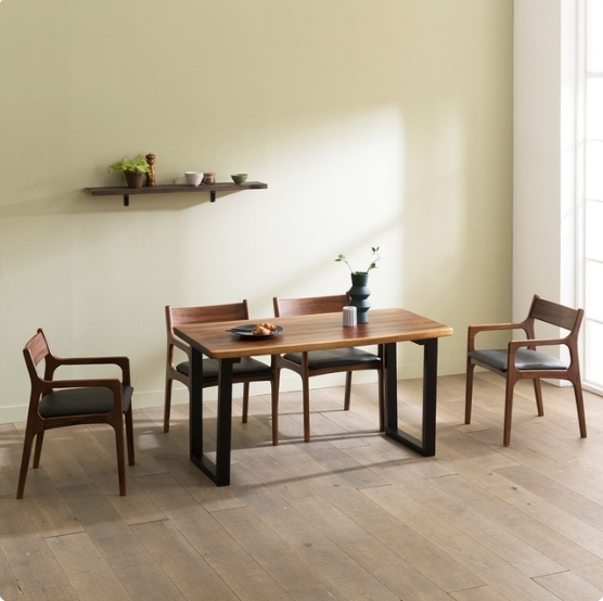 장인가구 에픽 로즈우드 우드슬랩 식탁 1350 (의자4개)_이미지