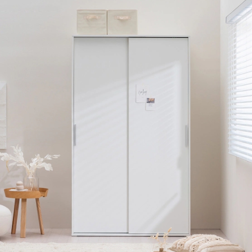 어라운드화이트 디베 선반장 슬라이딩 옷장 1200