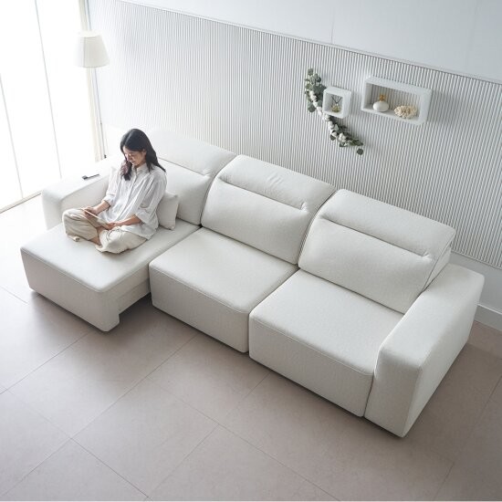 에보니아 카프레 일반형 슬라이딩 확장형 패브릭 소파 4인용