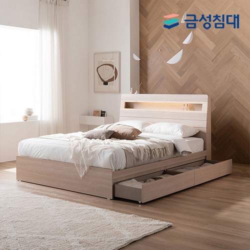 NEW 스마트 메이트 편백 수납 LED침대 Q