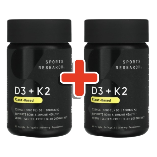 스포츠리서치 비타민D3 + K2 식물성 125mcg (5000IU) 60캡슐 (2개)_이미지