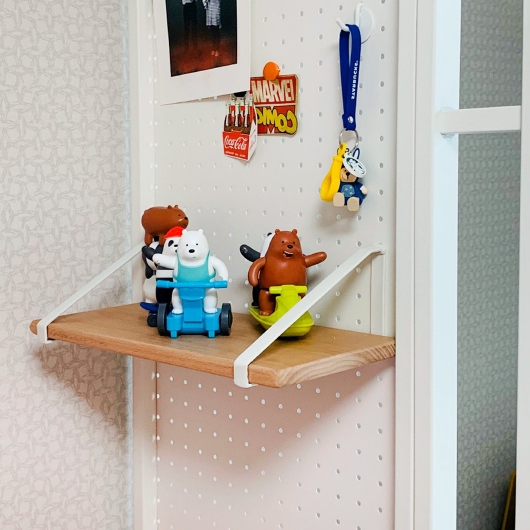 레트로하우스 틴우드 타공판 원목 선반 (35cm(가로))_이미지