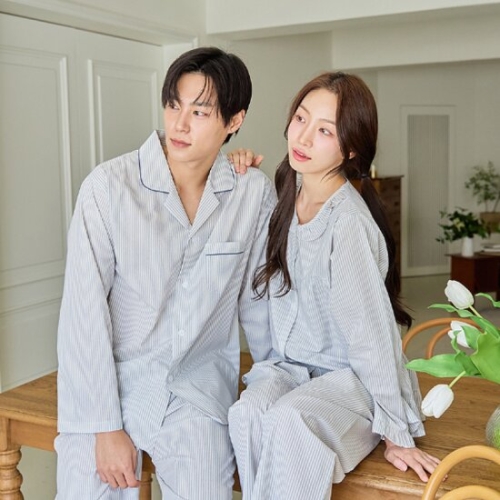 바풀 CA4S10016 커플잠옷 순면 파자마 남성 여성 부부 잠옷 상하_이미지