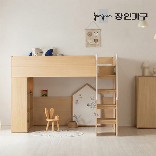 도담 어린이 높은 수납 벙커침대 SS+전면계단+책장