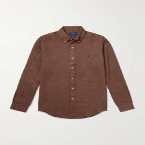 랄프로렌 폴로 버튼다운 카라 로고-엠브로이드 린넨 셔츠 710966294 B0081713294