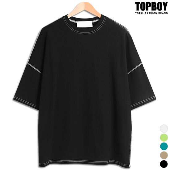 탑보이 스티치 오버핏 반팔티 FT033_이미지