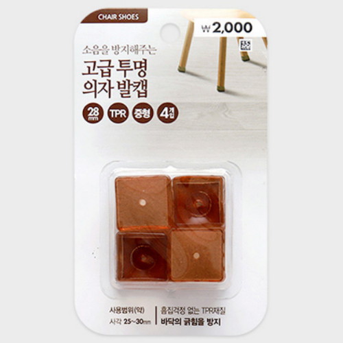 다이소 ㅤ고급 투명 의자 발캡 중형 사각 (4개)_이미지