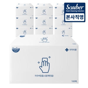 자우버 알콜스왑 에탄올 83% 100매 10팩 총 1000매_이미지