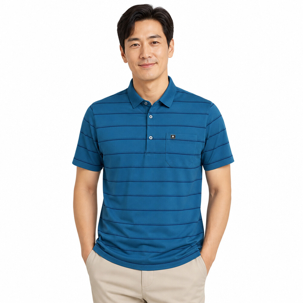 남성 2컬러 시원한 얇은 단가라 반팔 카라 티셔츠 IU-KAHG-26GOLF08