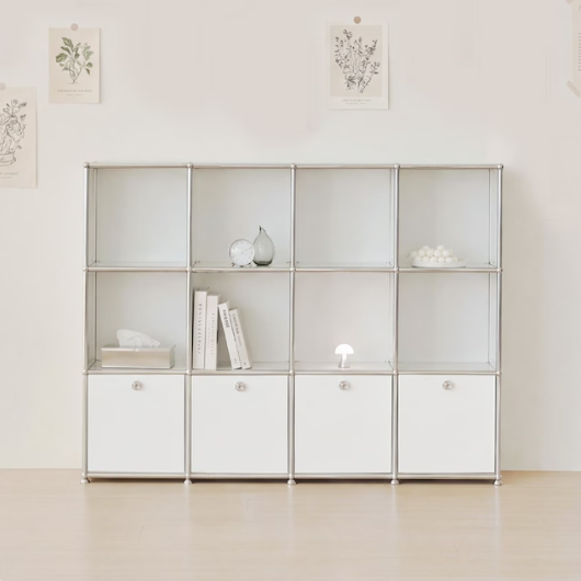 포스트모던 발렌 4X3 미드센츄리 낮은 4도어 3단 책장 1600_이미지