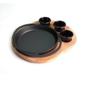 라바 주물 쿡웨어 원형 주물접시 20cm / 나무받침 및 소스볼세트