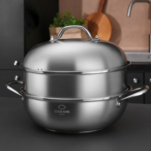 2단 스텐 찜기 더블돔웍 전골냄비 인덕션가능