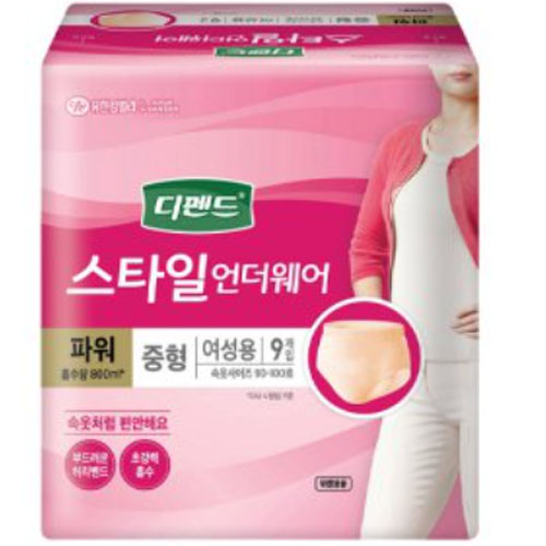 유한킴벌리 디펜드 스타일 언더웨어 파워 여성용 중형 9개 (6팩(54개))