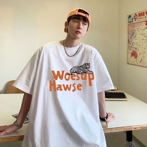 호랑이 프린팅 후즈업 오버핏 박스 티셔츠 WAA33B1