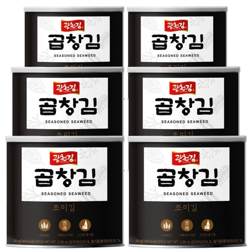 광천김 곱창김 캔김 /캔김/조미김/구운김 30g (6캔)