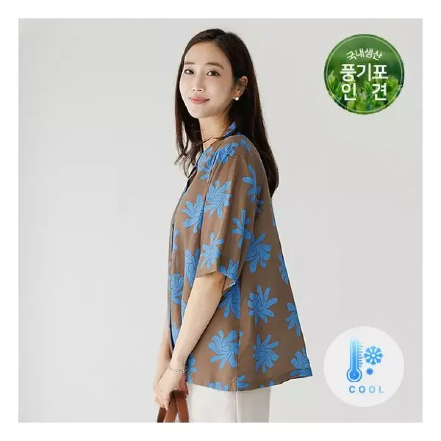 프리미엄 인견 99size 카라패턴풍기포인견블라우스 TBE3179
