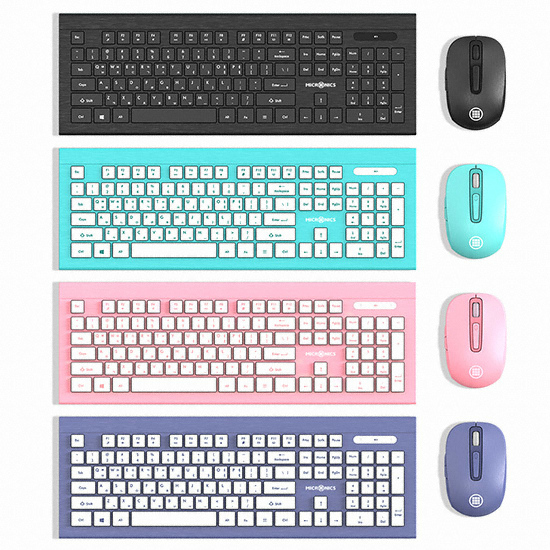 마이크로닉스 MANIC KM330 무선 슬림 키보드 마우스 합본 (핑크)_이미지