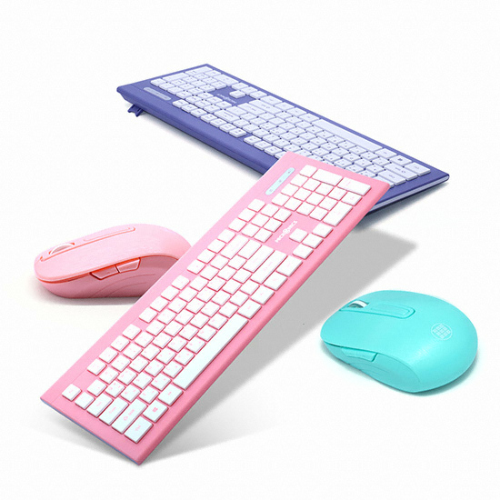 마이크로닉스 MANIC KM330 무선 슬림 키보드 마우스 합본 (핑크)_이미지
