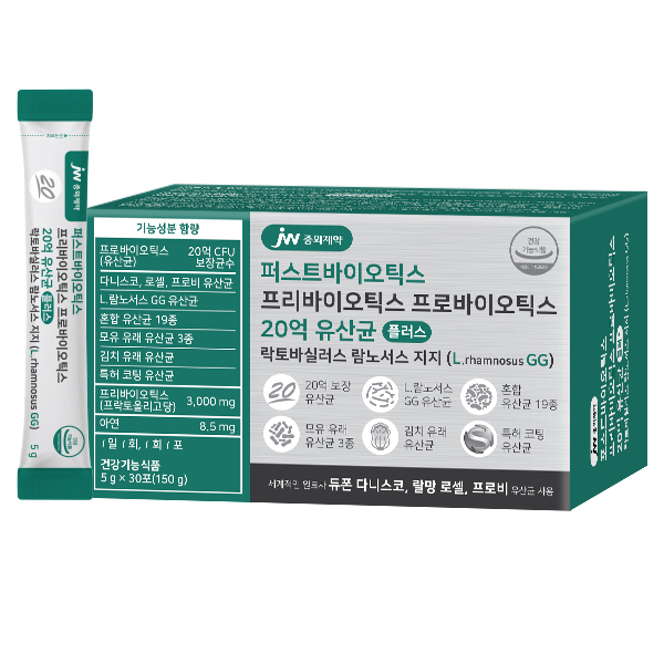 JW중외제약 퍼스트바이오틱스 프리바이오틱스 프로바이오틱스 20억 유산균 플러스 30포 (1개)_이미지