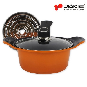 키친아트 세라믹 통주물S 양수냄비+찜판 (24cm)