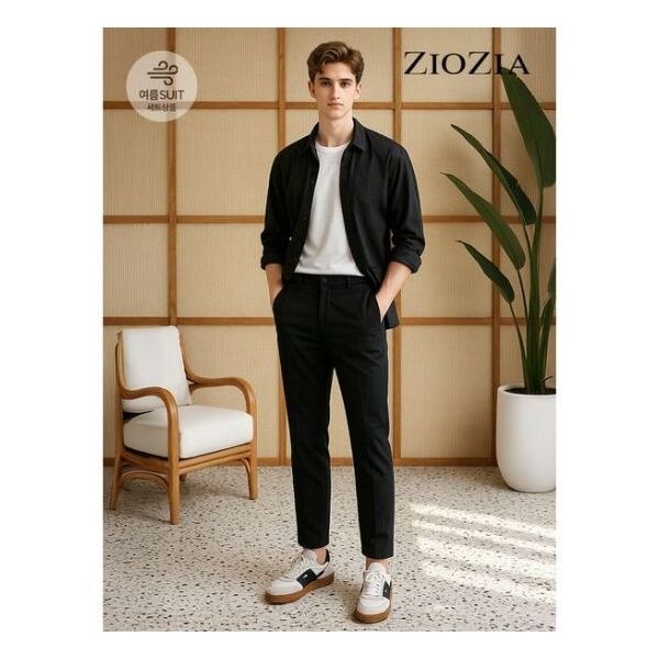 지오지아 세미 오버핏 캐주얼셋업수트 AAC2KG1605_AAC2PP1605_BK 1173925_이미지