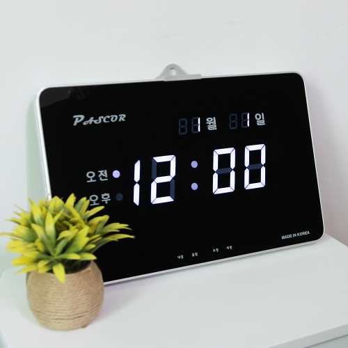 바이오메이트 하이아트 무소음 LED 디지털 벽시계 HYD-304W 월일/시분