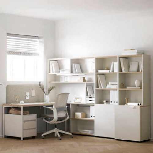 데스커 5단 콘센트형 책상세트 1400+조명 (140x59cm)