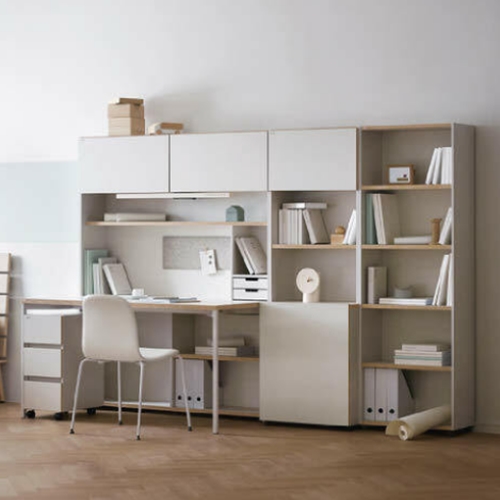 데스커 5단 콘센트형 책상세트 1400+조명 (140x59cm)_이미지