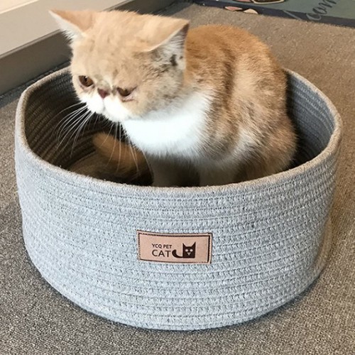 힐링타임 고양이 스크래쳐 바구니 코튼 바스켓 그레이