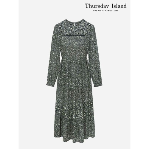 Thursday Island 패턴 믹스 롱 원피스 T236MOP544W