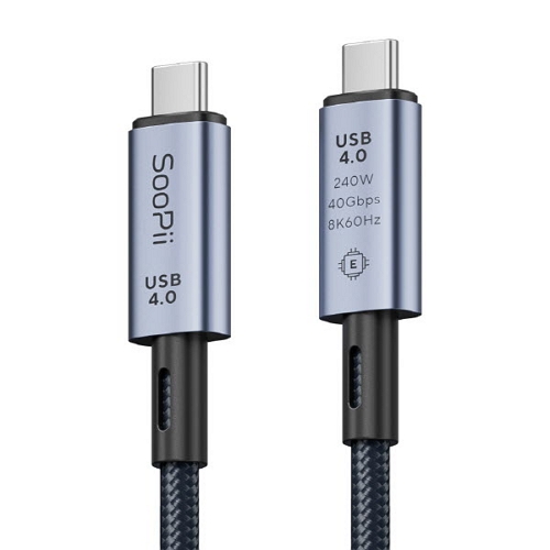 SooPii USB4 40Gbps 240W C to C타입 케이블 S43 (0.4m)_이미지