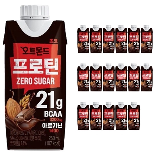 롯데칠성음료 오트몬드 프로틴 초코 제로슈거 250ml (18개)