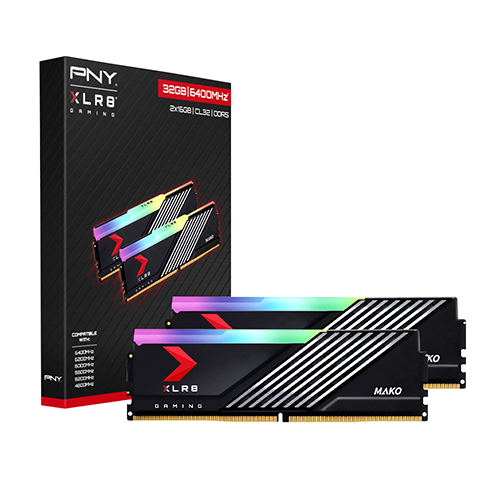 PNY XLR8 DDR5-6400 CL32 MAKO RGB 블랙 패키지 마이크로닉스 (32GB(16Gx2))_이미지