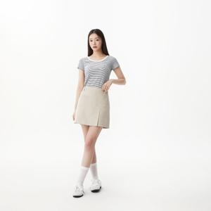 여성 와이드넥 스트라이프 반팔 티셔츠 PR7CH304
