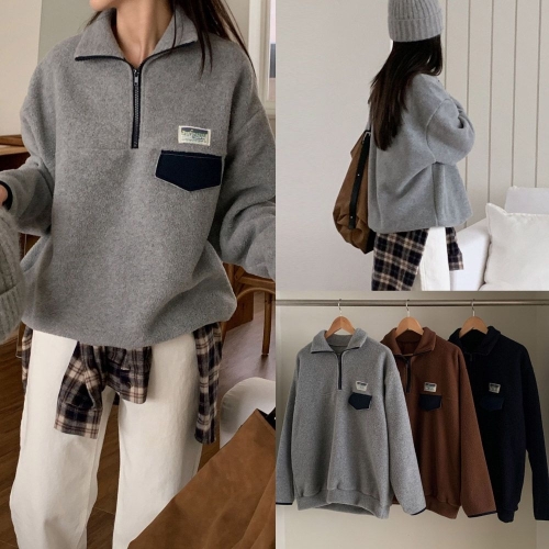 아이우먼 위쉬몰 KD 후리스라벨지퍼넥긴팔티 T710H501 빅사이즈_이미지