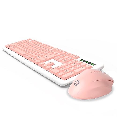 QSENN MK280 무선 키보드 마우스 세트 (핑크)_이미지