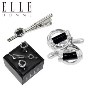  엘르 ELLE HOMME 넥타이핀/커프스 세트 블루골드캡슐