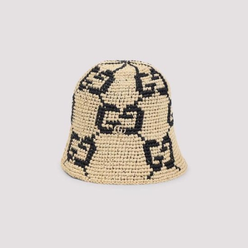 구찌 버켓 모자 made from woven raffia Features a 투 tone design with embroider.._이미지