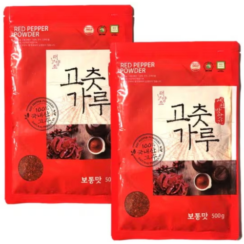 예천청결고추 2026 예천청결 태양초 고춧가루 보통맛 500g (2개)_이미지