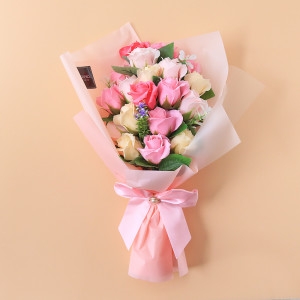 인크리코 꽃다발 선물 피오레 핑크 졸업식 생일 비누꽃 장미_이미지