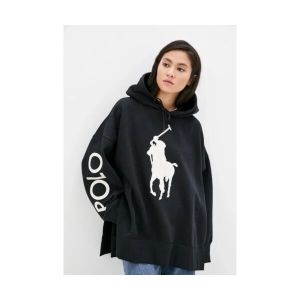 폴로 여성 오버핏 빅 포니 Logo 플리스 후디 블랙 Size M/L 1547209_이미지