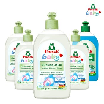 프로쉬 베이비 젖병세정제 500ml 4개 + 베이킹소다 주방세제 500ml 1개_이미지