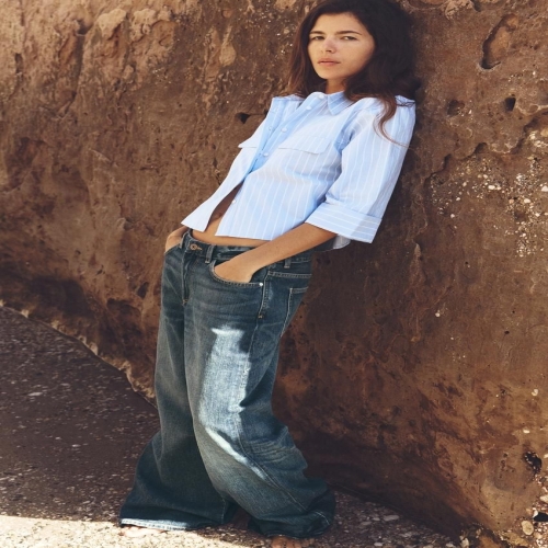 자라 국내 여성 옥스퍼드 크롭 셔츠 블루이시 319554_이미지