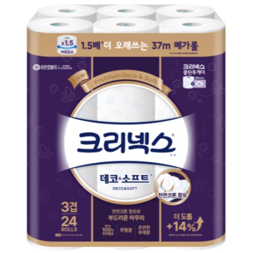 크리넥스 데코 앤 소프트 37m (24롤) (6팩)_이미지