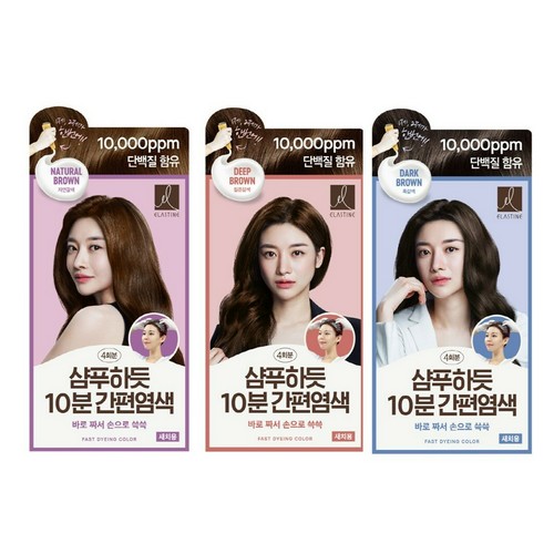 LG생활건강 엘라스틴 샴푸하듯 10분 간편염색 80g (3개)