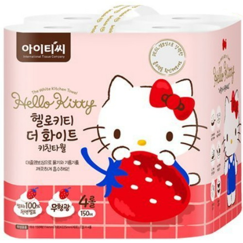아이티씨 헬로키티 더화이트 키친타월 150매 (4입) (3팩(12입))