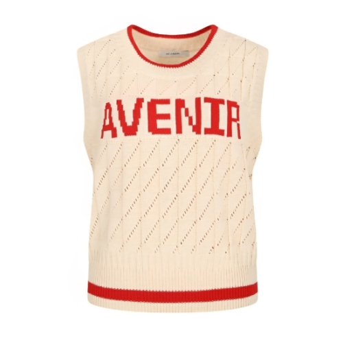 바바패션 JJ지고트 펀칭 레터링 울 니트 베스트 GN9A1VTJ1DG