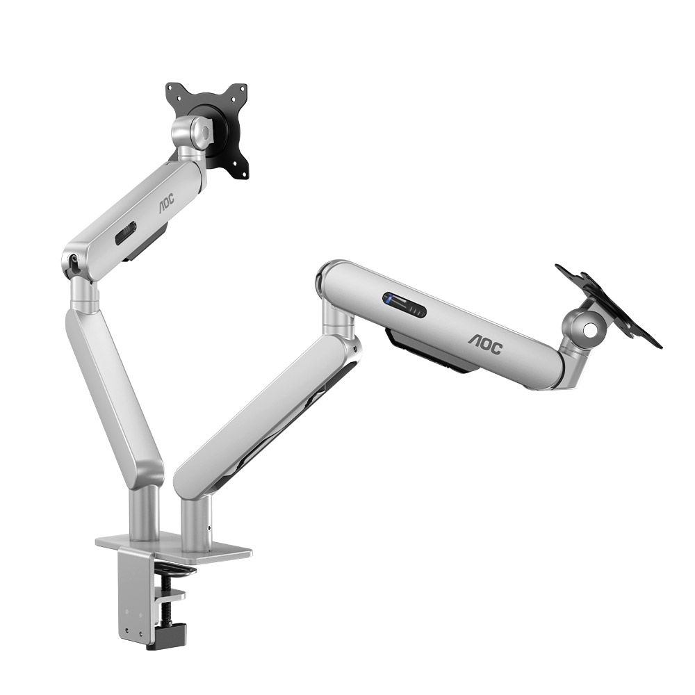 알파스캔 AOC AM420 울트라 프리미어 실버 듀얼 모니터암_이미지